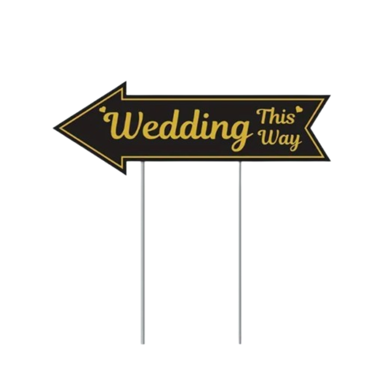 4PCS Wedding Directional Arrow Signs with Stakes – Black & Gold “This Way” Garden Signs for Ceremony & Reception